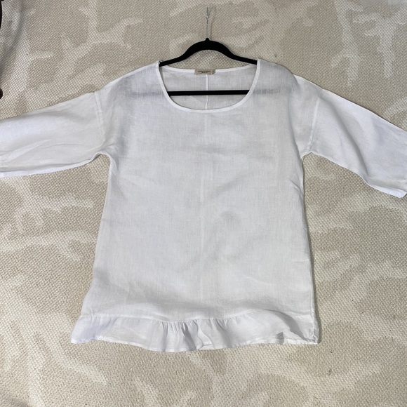 LUNGO L’ARNO 100% white linen top - Picture 6 of 11